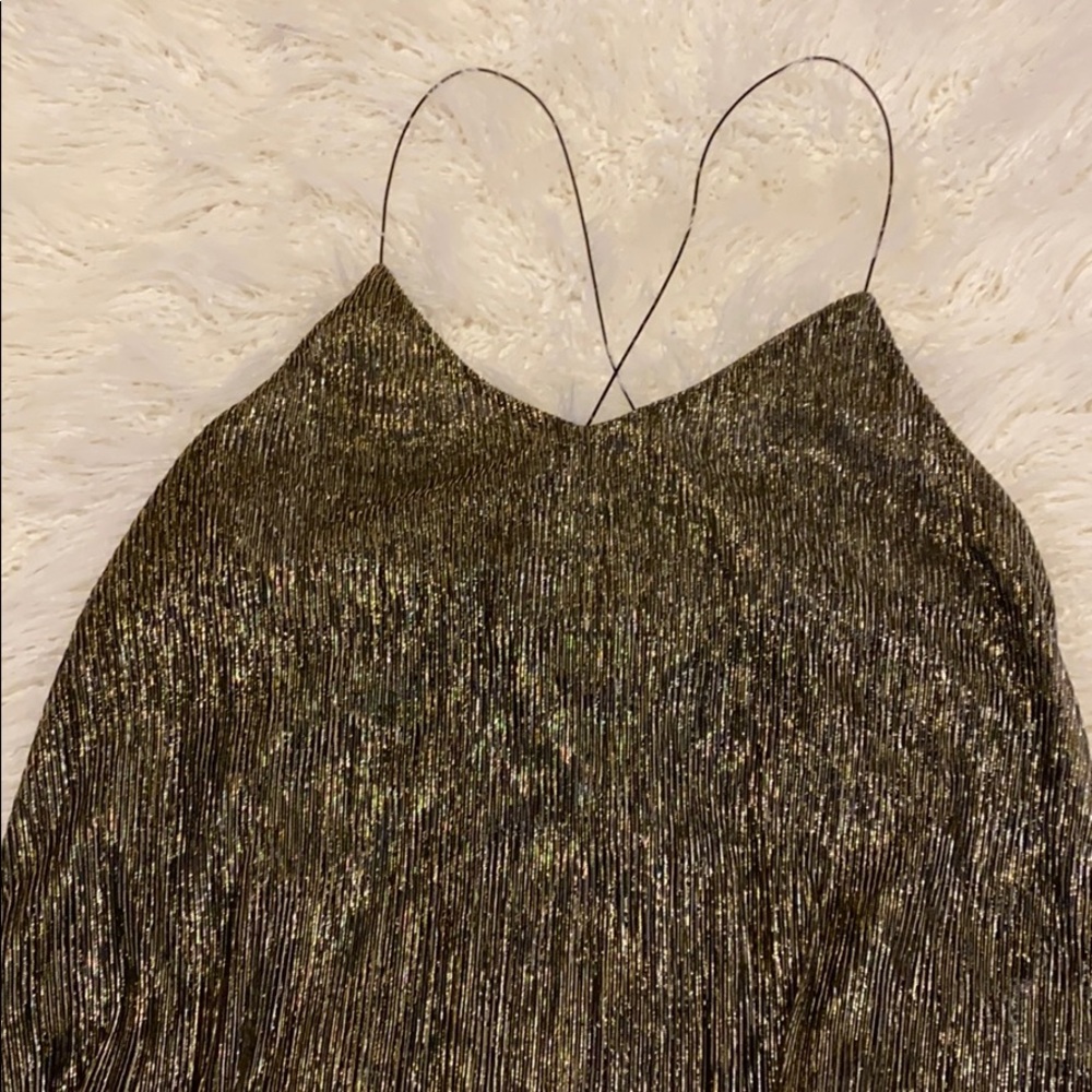 Storia Gold and Black Shimmer Cross-back Tank Top - Picture 2 of 7